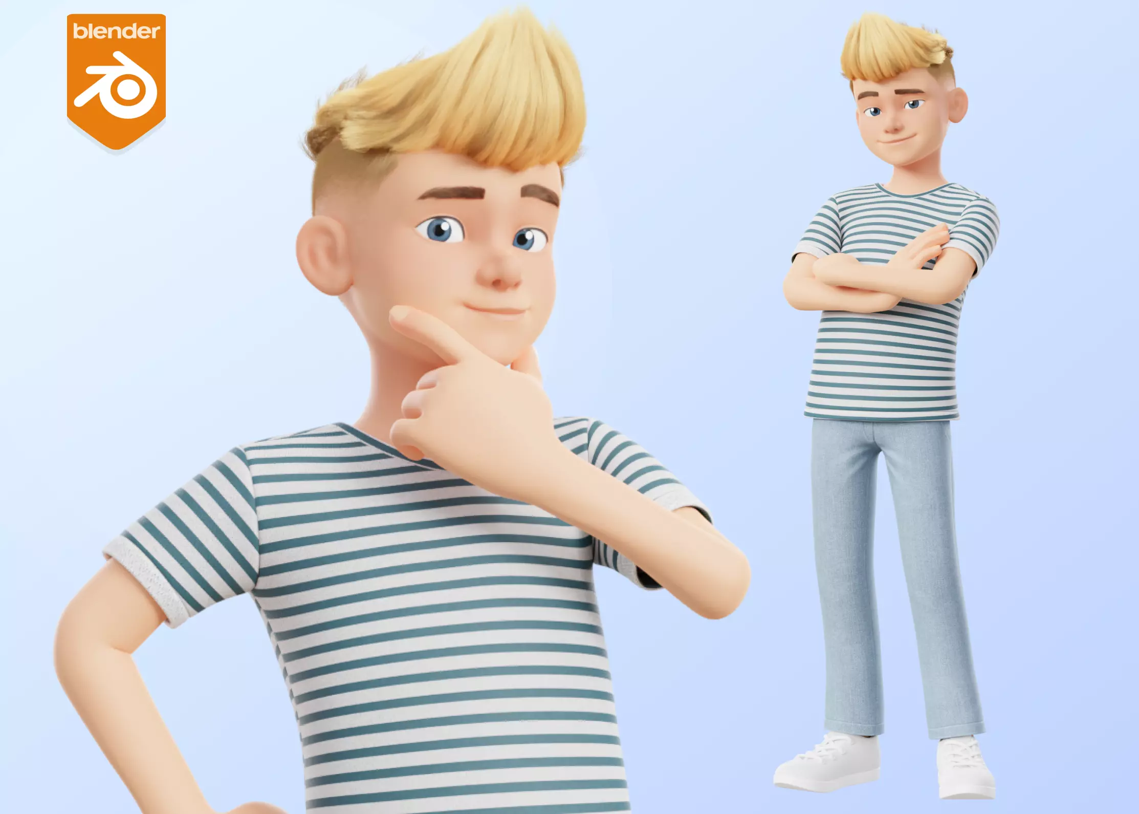 Cartoon White Teen Boy